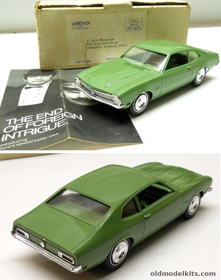 Jo-Han 1/25 1970 Ford Maverick 2 Door HT With Brochure Promo plastic model kit